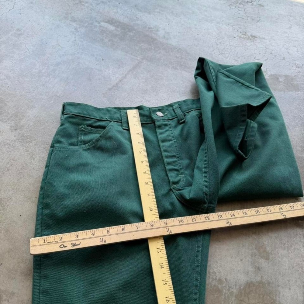 True vintage 70's LEE Forrest green bell bottom flare boot cut trousers pants 32 - Picture 8 of 8